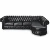 Casa Padrino Luxus Chesterfield Leder Ecksofa Vintage Schwarz 293 cm - Chesterfield Möbel