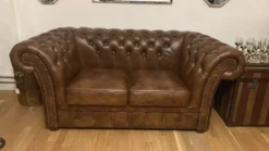Casa Padrino Luxus Chesterfield Leder 2er Sofa Vintage Braun 170 x 90 x H. 80 cm - Echtleder Wohnzimmer Sofa - Wohnzimmer Möbel - Chesterfield Möbel - Luxus Möbel - Luxus Wohnzimmer Einrichtung