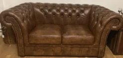 Casa Padrino Luxus Chesterfield Leder 2er Sofa Vintage Braun 170 x 90 x H. 80 cm - Echtleder Wohnzimmer Sofa - Wohnzimmer Möbel - Chesterfield Möbel - Luxus Möbel - Luxus Wohnzimmer Einrichtung