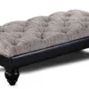 Casa Padrino Luxus Chesterfield Sitzbank Buxton Oval 120 x 60 x H. 30 cm - Elegante Wohnzimmer Sitzbank mit Echtleder - Chesterfield Wohnzimmer Möbel