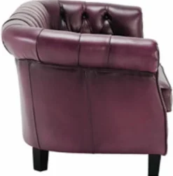 Casa Padrino Luxus Chesterfield Echtleder Sofa Lila / Schwarz 160 cm - Echtleder Möbel