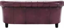 Casa Padrino Luxus Chesterfield Echtleder Sofa Lila / Schwarz 160 cm - Echtleder Möbel