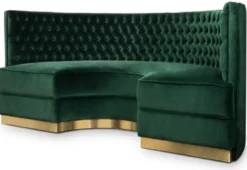 Casa Padrino Luxus Chesterfield Samt Sofa Grün / Antik Messing 205 cm - Made in Italy