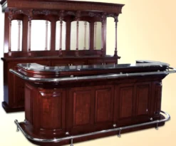 Casa Padrino Luxus Cocktail Bar mit Marmorplatte Dunkelbraun / Schwarz / Silber 279,4 x H. 223,5 cm - Massivholz Bar - Bar Möbel - Hotel & Restaurant Möbel