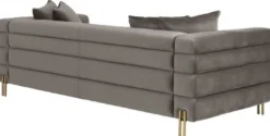 Casa Padrino Luxus Couch Grau / Messingfarben 230 x 95 x H. 70,5 cm - Wohnzimmer Sofa mit edlem Samtstoff - Luxus Möbel