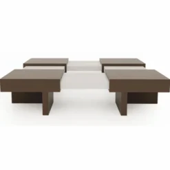 Casa Padrino Luxus Couchtisch Braun / Weiß 100-140 cm - Ausziehbarer Wohnzimmertisch