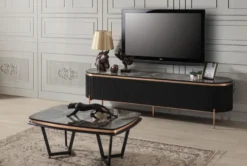 Casa Padrino Luxus Couchtisch Schwarz / Kupferfarben 120 x 70 x H. 56 cm - Rechteckiger Wohnzimmertisch - Luxus Wohnzimmer Möbel