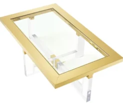 Casa Padrino Luxus Couchtisch / Wohnzimmertisch Gold 140 x 80,5 x H. 43 cm - Wohnzimmermöbel
