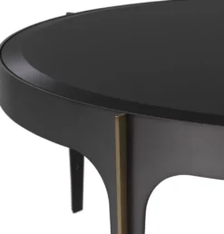 Casa Padrino Luxus Couchtisch Bronze / Messing / Schwarz Ø 94 x H. 34,5 cm - Runder Edelstahl Wohnzimmertisch mit Glasplatte - Luxus Wohnzimmer Möbel