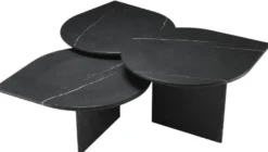 Casa Padrino Luxus Couchtisch Set Schwarz - 3 Wohnzimmertische aus hochwertigem Marmor - Luxus Wohnzimmer Möbel