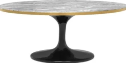 Casa Padrino Luxus Couchtisch Grau / Messing / Schwarz 120 x 60 x H. 50,5 cm - Ovaler Wohnzimmertisch