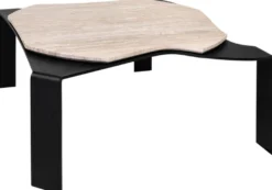 Casa Padrino Luxus Couchtisch Schwarz / Beige 75,5 x 78 x H. 32,5 cm - Designer Wohnzimmertisch mit Marmorplatte