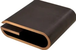 Casa Padrino Luxus Couchtisch Mokka / Messing 100 x 100 x H. 33 cm - Designer Wohnzimmertisch - Wohnzimmer Möbel - Luxus Möbel - Designer Möbel - Luxus Einrichtung - Designer Einrichtung