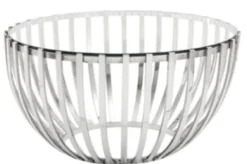 Casa Padrino Luxus Couchtisch Silber Ø 81 x H. 43 cm - Runder Edelstahl Wohnzimmertisch mit Glasplatte