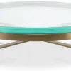 Casa Padrino Luxus Couchtisch Messing Ø 97,5 x H. 30 cm - Runder Wohnzimmertisch mit Glasplatte - Wohnzimmer Möbel - Luxus Möbel - Wohnzimmer Einrichtung - Luxus Einrichtung