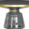 Casa Padrino Luxus Couchtisch Schwarz / Grau / Gold Ø 75 x H. 37 cm - Runder Glas Wohnzimmertisch - Moderne Wohnzimmer Möbel