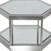 Casa Padrino Luxus Couchtisch Silber 60 x 52 x H. 36 cm - 6 eckiger Metall Wohnzimmertisch mit Glasplatten - Wohnzimmer Möbel - Luxus Möbel