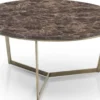 Casa Padrino Luxus Couchtisch Schwarz / Messing Ø 90 x H. 41 cm - Runder Wohnzimmertisch mit Kunstmarmor Tischplatte - Wohnzimmer Möbel - Hotel Möbel - Luxus Möbel
