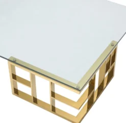 Casa Padrino Luxus Couchtisch Gold 180 x 90 x H. 32,2 cm - Edelstahl Wohnzimmertisch mit Glasplatte - Designermöbel