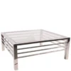 Casa Padrino Luxus Couchtisch Silber 100 x 100 x H. 40 cm - Quadratischer Wohnzimmertisch mit Glasplatte