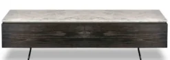 Casa Padrino Luxus Couchtisch mit 2 Schubladen Schwarz / Weiß 150 x 80 x H. 38 cm - Wohnzimmertisch mit Marmorplatte - Luxus Möbel