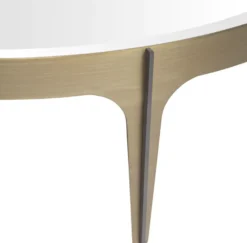 Casa Padrino Luxus Couchtisch Messing / Bronze Ø 124 x H. 34,5 cm - Runder Edelstahl Wohnzimmertisch mit Spiegelglas Tischplatte - Luxus Wohnzimmer Möbel