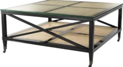 Casa Padrino Luxus Couchtisch Schwarz / Naturfarben 100 x 100 x H. 46 cm - Limited Edition