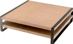 Casa Padrino Luxus Couchtisch Naturfarben / Bronze 150 x 150 x H. 42,5 cm - Quadratischer Wohnzimmertisch - Wohnzimmer Möbel - Massivholz Möbel - Luxus Möbel - Luxus Einrichtung