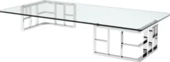Casa Padrino Luxus Couchtisch / Wohnzimmertisch Silber 180 x 90 x H. 32,2 cm - Luxus Kollektion