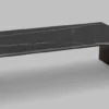 Casa Padrino Luxus Couchtisch Braun / Schwarz 132 x 72 x H. 40 cm - Moderner rechteckiger Massivholz Wohnzimmertisch mit Marmorplatte - Luxus Möbel