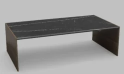 Casa Padrino Luxus Couchtisch Braun / Schwarz 132 x 72 x H. 40 cm - Moderner rechteckiger Massivholz Wohnzimmertisch mit Marmorplatte - Luxus Möbel