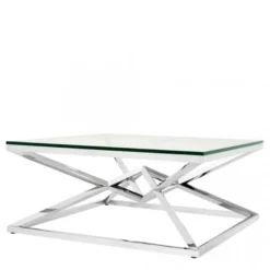Casa Padrino Luxus Couchtisch Edelstahl Nickel Finish 100 x 100 x H. 45 cm - Quadratischer Wohnzimmertisch