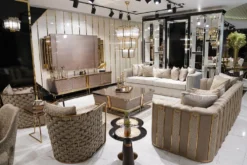 Casa Padrino Luxus Couchtisch Grau / Gold - Massivholz Wohnzimmertisch - Wohnzimmer Möbel - Luxus Möbel - Luxus Kollektion