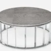 Casa Padrino Luxus Couchtisch Grau / Silber Ø 100 x H. 42 cm - Runder Wohnzimmertisch mit Emperador Marmorplatte und Edelstahl Gestell - Wohnzimmermöbel - Luxus Qualität