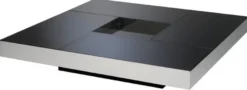 Casa Padrino Luxus Couchtisch Silber / Schwarz 120 x 120 x H. 23,5 cm - Quadratischer Edelstahl Wohnzimmertisch mit Spiegelglas Tischplatten - Wohnzimmer Möbel - Luxus Qualität