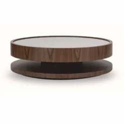 Casa Padrino Luxus Couchtisch mit Glasplatte Braun Ø 120 cm - Wohnzimmer Möbel