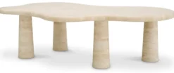 Casa Padrino Luxus Couchtisch Beige 116 x 73 x H. 34 cm - Travertin Naturstein Wohnzimmertisch - Wohnzimmer Möbel - Travertin Möbel - Luxus Möbel - Luxus Einrichtung
