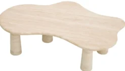 Casa Padrino Luxus Couchtisch Beige 116 x 73 x H. 34 cm - Travertin Naturstein Wohnzimmertisch - Wohnzimmer Möbel - Travertin Möbel - Luxus Möbel - Luxus Einrichtung