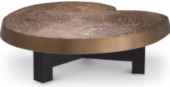 Casa Padrino Luxus Couchtisch Antik Gold / Schwarz 105 x 110 x H. 35 cm - Moderner Wohnzimmertisch mit Aluminium Tischplatte - Wohnzimmer Möbel - Luxus Möbel
