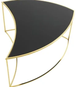 Casa Padrino Luxus Couchtisch Gold / Schwarz Ø 150 x H. 40 cm - Designer Wohnzimmermöbel