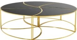 Casa Padrino Luxus Couchtisch Gold / Schwarz Ø 150 x H. 40 cm - Designer Wohnzimmermöbel