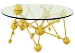 Casa Padrino Luxus Couchtisch Edelstahl / Glas Gold Astronomy rund 100 cm - Art Deco Wohnzimmertisch