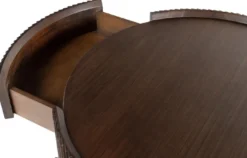 Casa Padrino Luxus Couchtisch Dunkelbraun Ø 90 x H. 40 cm - Runder Wohnzimmertisch mit Schublade - Wohnzimmer Möbel - Massivholz Möbel - Luxus Möbel - Luxus Einrichtung