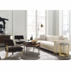 Casa Padrino Luxus Couchtisch Braun / Gold Ø 96 cm - Runder Wohnzimmertisch