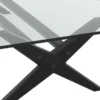 Casa Padrino Luxus Couchtisch Schwarz 160 x 80 x H. 40,5 cm - Rechteckiger Massivholz Wohnzimmertisch mit Glasplatte - Luxus Wohnzimmer Möbel
