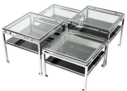 Casa Padrino Luxus Couchtisch 4er Set Silber - Designer Wohnzimmermöbel