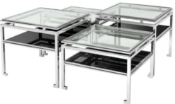 Casa Padrino Luxus Couchtisch 4er Set Silber - Designer Wohnzimmermöbel