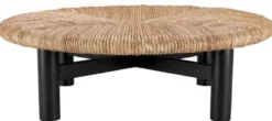 Casa Padrino Luxus Couchtisch Naturfarben / Schwarz Ø 100 x H. 30,5 cm - Runder Wohnzimmertisch - Wohnzimmer Möbel - Luxus Möbel - Luxus Einrichtung