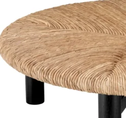Casa Padrino Luxus Couchtisch Naturfarben / Schwarz Ø 100 x H. 30,5 cm - Runder Wohnzimmertisch - Wohnzimmer Möbel - Luxus Möbel - Luxus Einrichtung