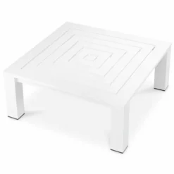 Casa Padrino Luxus Couchtisch Matt Weiß / Schwarz 101,5 cm - Outdoor Garten Möbel